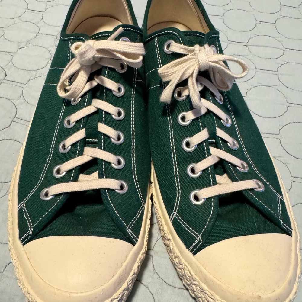YMC Dark Green Canvas Sneakers with White Accents